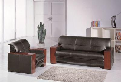 Black Leather Hotel Lobby Sofa Couch Office Sofa Set (FOH-6660)