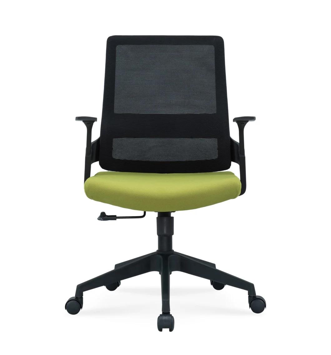 Good Price European Standard En1335 BIFMA Medium Back Staff Modern Fabric Office Swivel Chair