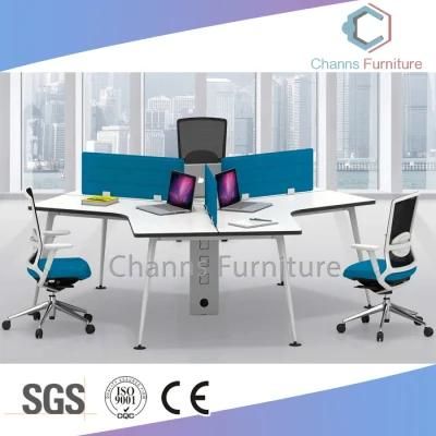 Modern Furniture Three Seats Office Workstation with Blue Partition (CAS-W41225)