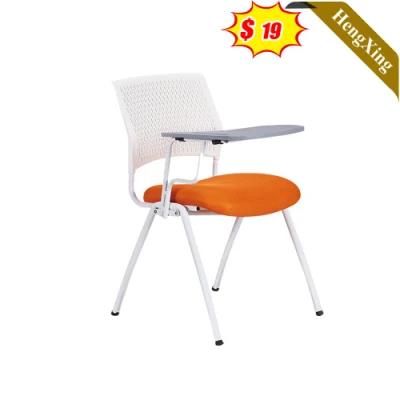 Modern Office Furniture Conference Training Chairs White Metal Frame PP Plastic School Meeting Room Chair with Writing Tablet