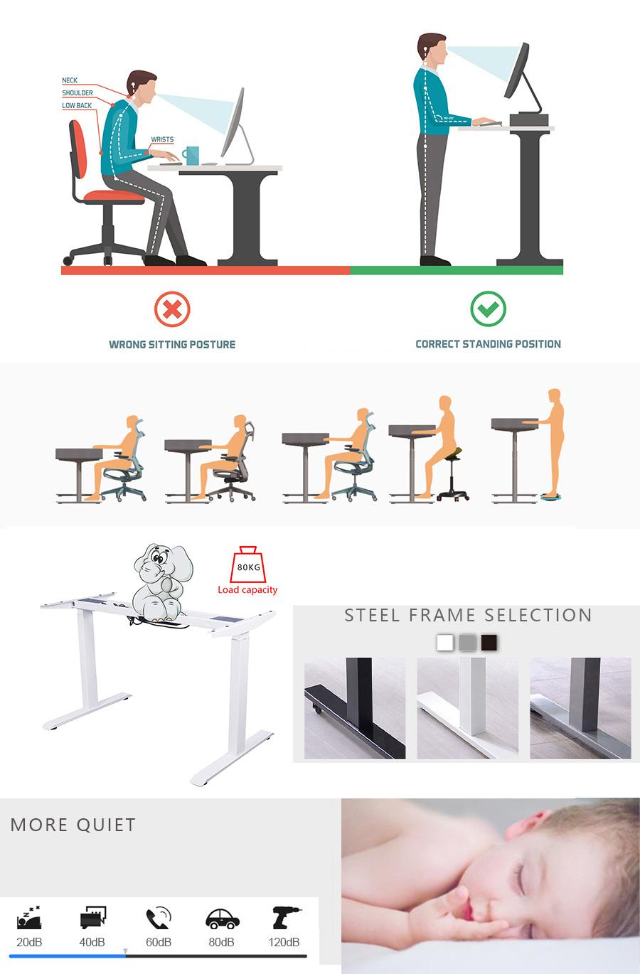 Good Price for Office Adjustable Dual Motor Electric Height Adjustable Standing Desk