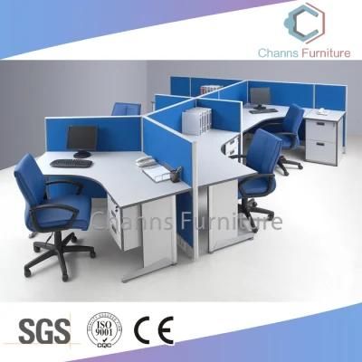 Modular Office Workstation 5 Seats Group Table with Blue Partitions (CAS-W41211)