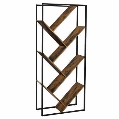 Bookshelf, Open Back Standing Storage Organizer Display Shelf Unit, Industrial Rustic for Living Room, Bedroom,