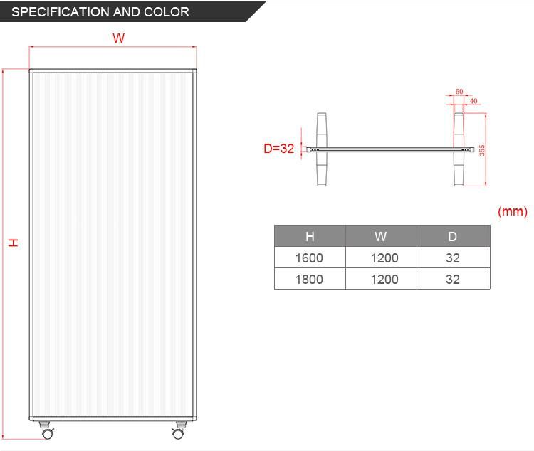 Hospital Folding Medical Curtain Hospital Bed Screen with Wheels
