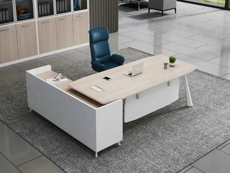 Elegant Oak Wooden Melamine Manager Computer Executive Office Table