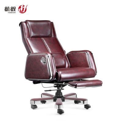 Luxury Leather Office Chair High Back for Boss Chair Manager with Footrest