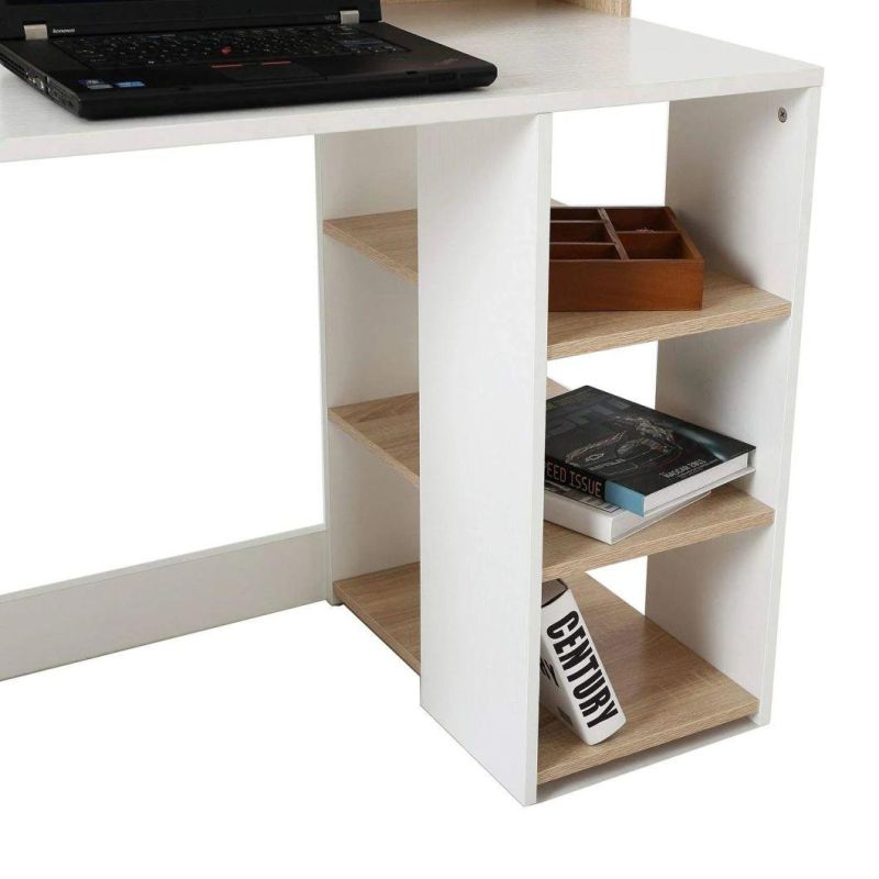 Amazonsfurntiure 55" Multi-Shelf Dorm and Home Office Desk Oak-White