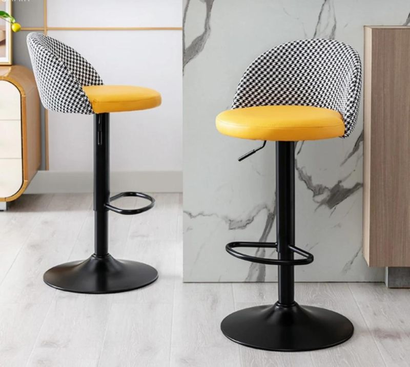 Height Adjustable Leather Bar Chair Leisure Bar Stool with Leg Rest