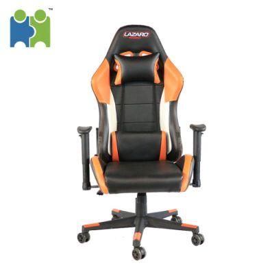 (PETUNIA) Custom Height Adjustable Swivel PU Leather Office Racing Gaming Chair, Black, White and Orange