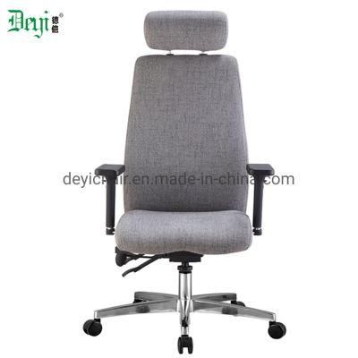 Fabric Upholstery High Back Functional Frame with PU Adjustable Arm Aluminium Base Office Chair