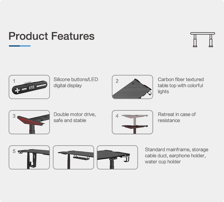 1250n Load Capacity Made in China Home Furniture Jufeng-Series Gaming Desk