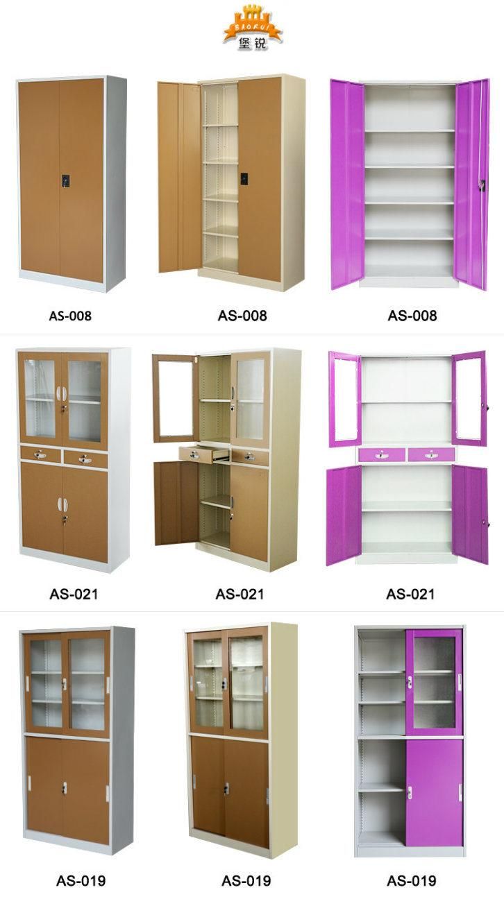 Fas-008 Flat Pack Office Furniture 4 Adjustable Shelves 2 Swing Door Filing Cabinet Cupboard