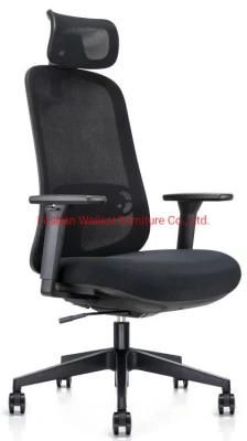 High Back Mesh Chair with Headrest with Back Lumbar Support High Density Foam PU Armrest Nylon Base Computer Chair