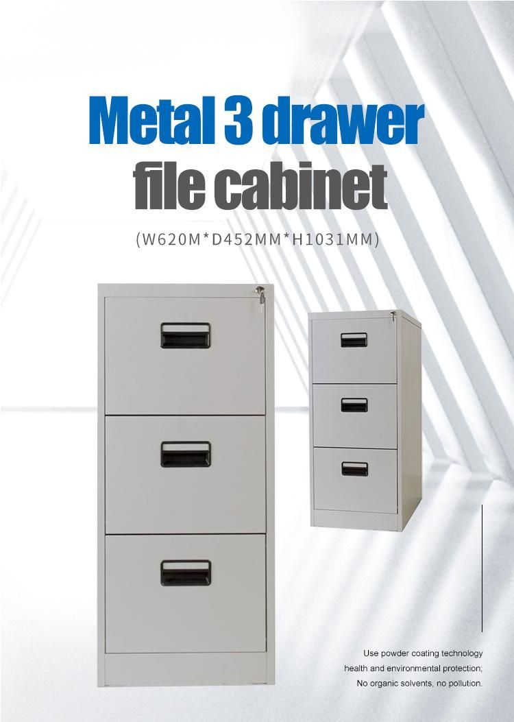Metal Cabinets 3 Drawer Cabinet Office Storage Steel Filing Cabinet with Lock