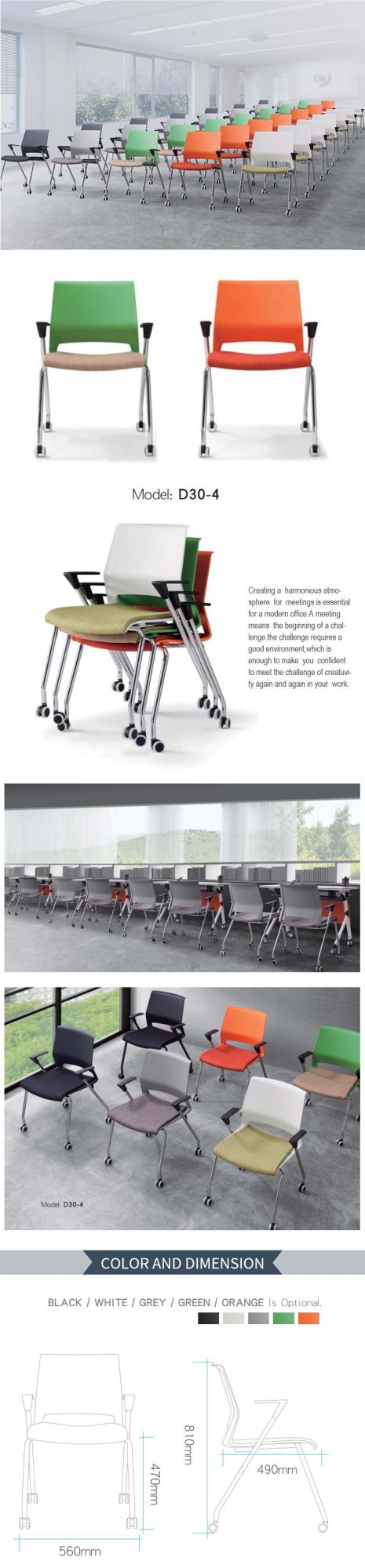 Popular Plastic Furniture School Folding Visitor Conference Office Training Acrylic Chair