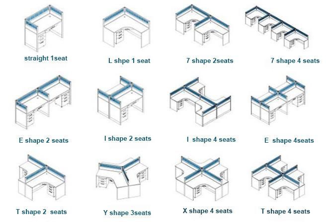 Hot Sell Wooden Office Computer Desk 6 Seats Workstation