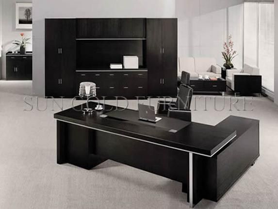 (SZ-ODR669) Luxury Modern European Office Boss Desk with L Shape Wooden Computer Side Cabinet
