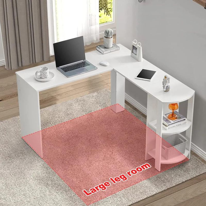 L-Shaped Desk, Home Office Dual Use 130 X 140cm White