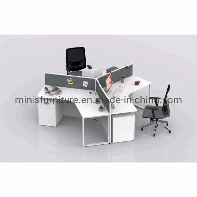 (M-WS215) Office Workstation Call Center 3 Seats Staff Computer Desk with Cubicle Partition