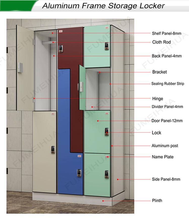 Public Use Locks for Sauna 10 Tiers Compartment Lockers