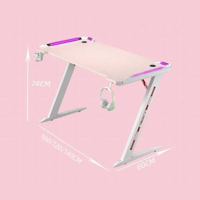 2022 New Pink Girl RGB LED Light Dormitory Desktop Study Computer Table Gamer Competitive Chair Gaming Desk for Home Office