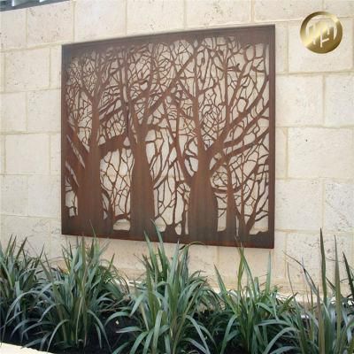 Courtyard Simple Rectangular Corten Steel Decorative Screen