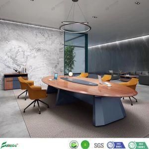 Wood Oval Shaped Modern Style Meeting Table in Conference Room
