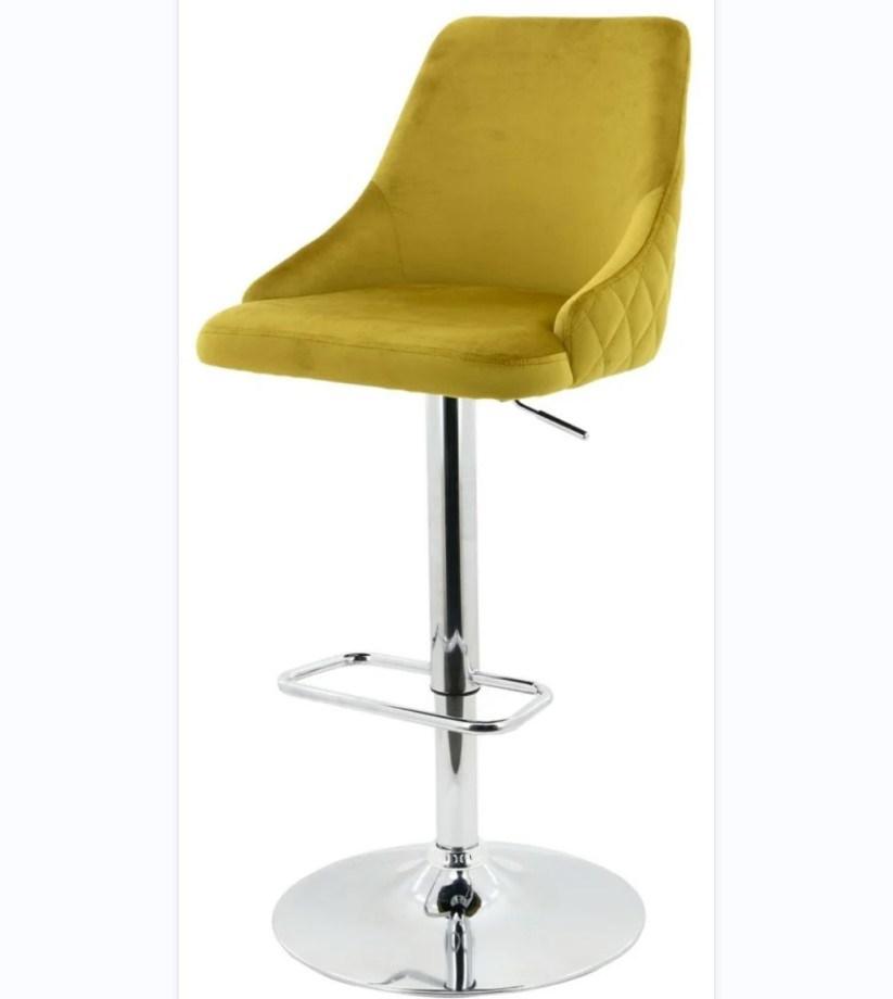 High Back Leisure Bar Seat Silver Steel Base Bar Stool