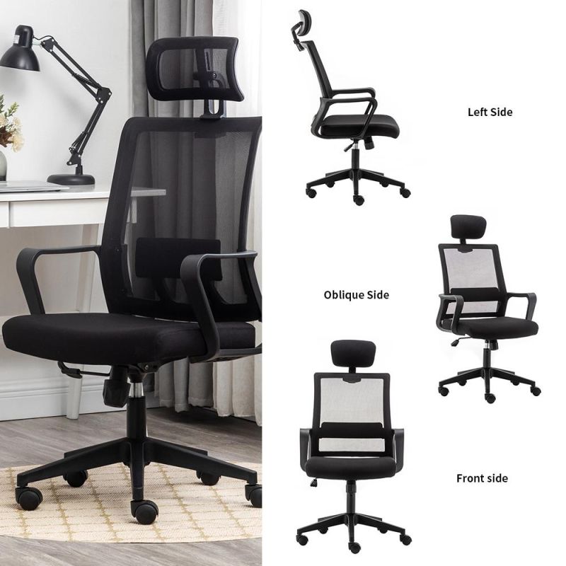 Black Office Chair with Headrest Adjustable Armrest Whole Sale
