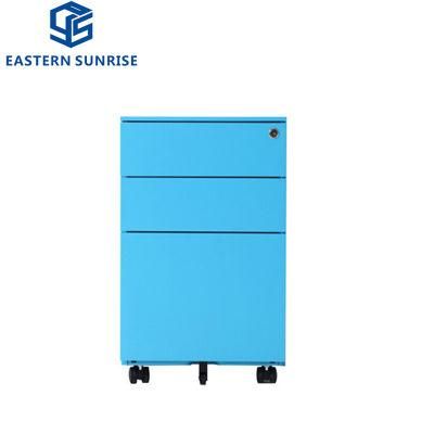 Best Price Office Metal 3 Drawers Movable Colorful Steel Filing Cabinet