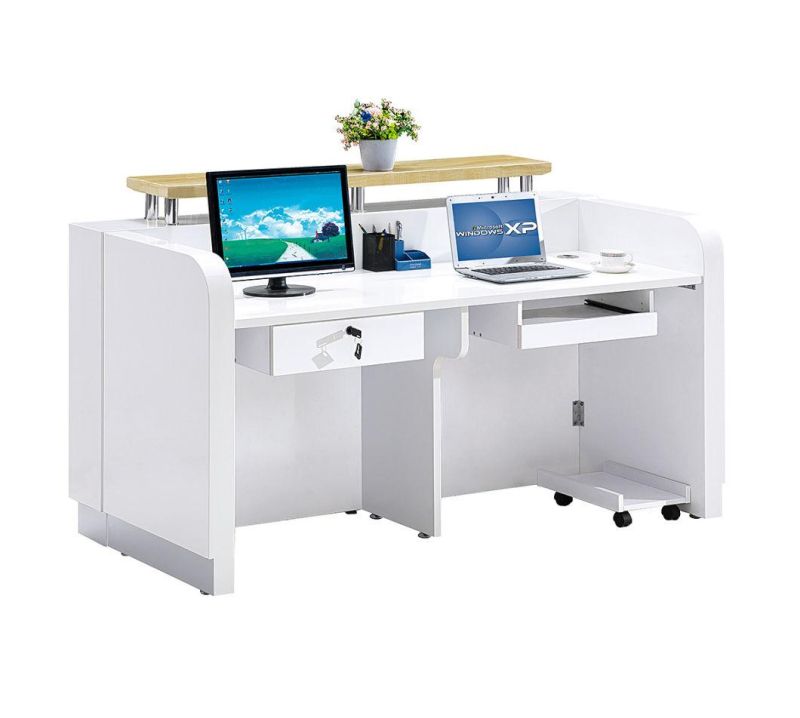 Beauty Front Desk Office Salon Restaurant Wood White Paint Reception Desk