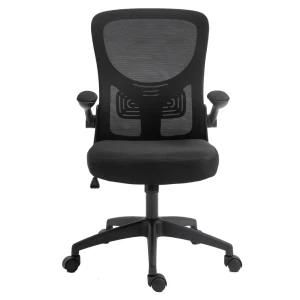 Factory Low Price Black MID Back Mesh Office Chair with Foldable Armrest