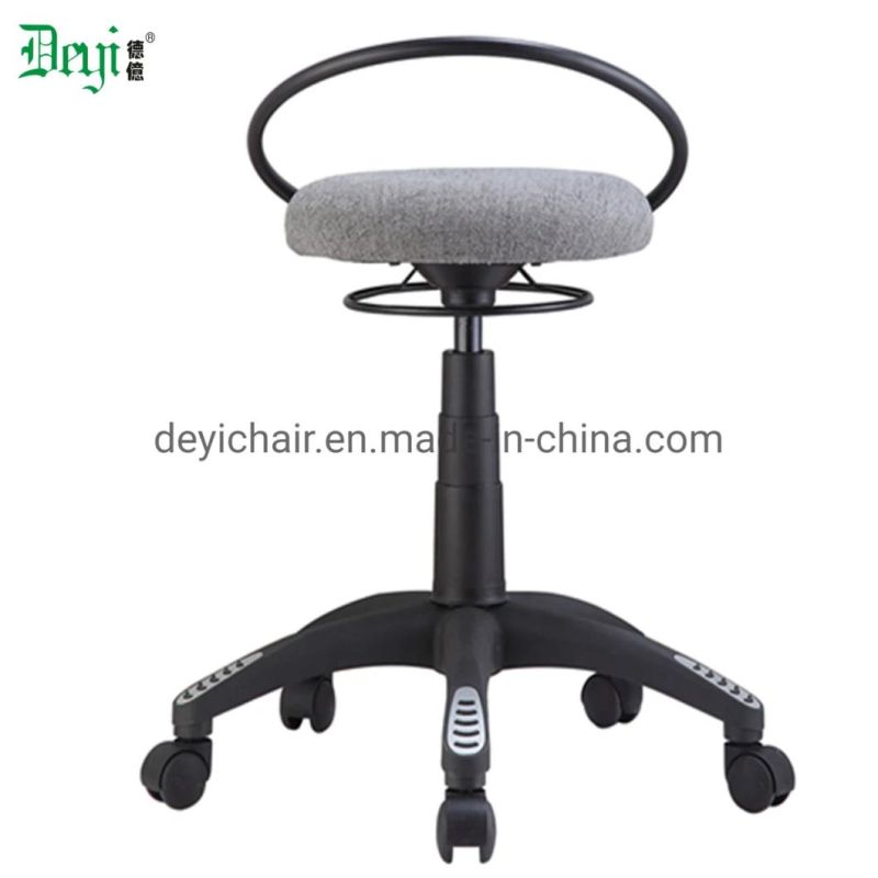 Black Coated Wobble Stool Finished 140mm with Circle Ring Support for Backrest Class 4 Gas Lift Round Base Fabric Chair