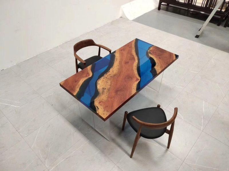 Resin & South American Walnut Wood River Style Table Top