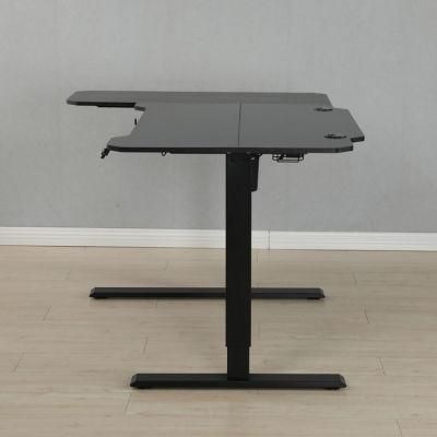 Elites Wholesale L-Shaped Black Office Computer Desk Adjustable Standing Desk