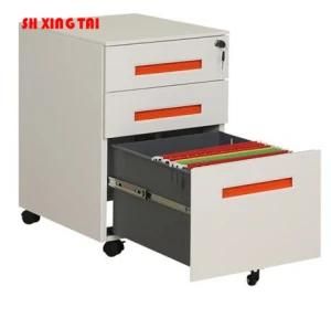 Under Desk 3 Drawers Recessed Handle Mobile Pedestal