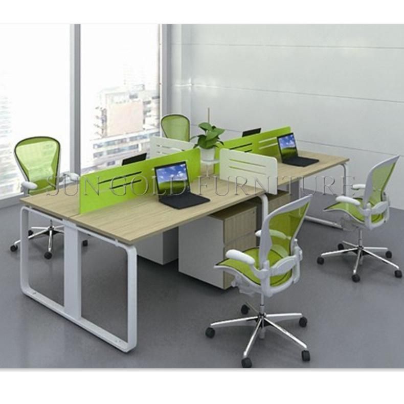 4-Seats Wooden Top and Steel Frame Office Workstation (SZ-WS131)