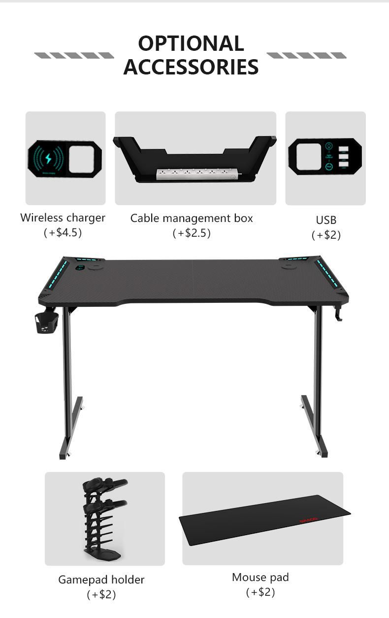 Aor Esports Customizes Furniture Laptop RGB LED Light Desktop Dormitory Student Bedroom Competitive Computer Table Gamer Chair Study Gaming Desk for Home Office