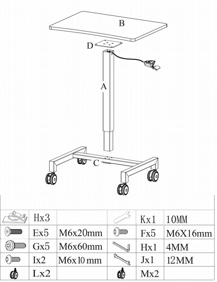 Mobile Laptop Desk Pneumatic Adjustable Desktop Desk