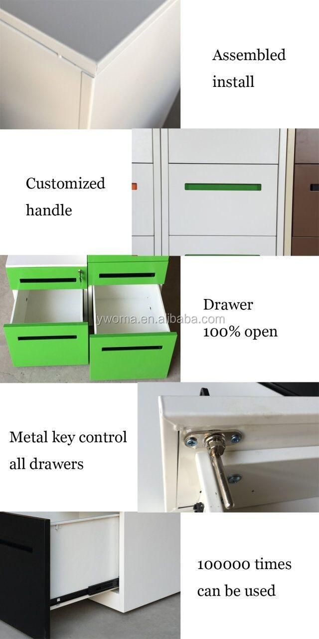 Mobile File Pedestal 2/3 Drawer Metal Rolling File Cabinet