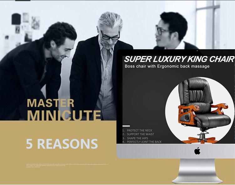 2019 Factory Price Luxury Executive Wooden Frame Swivel Genuine Leather Office Chair