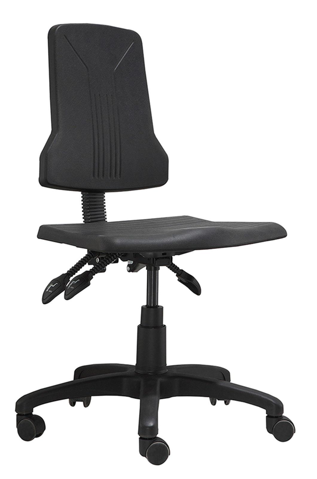 Mould PU Seat and Back Chrome Footing Optional Black Gaslift Nylon Base with Foot Pad Industrial Chair