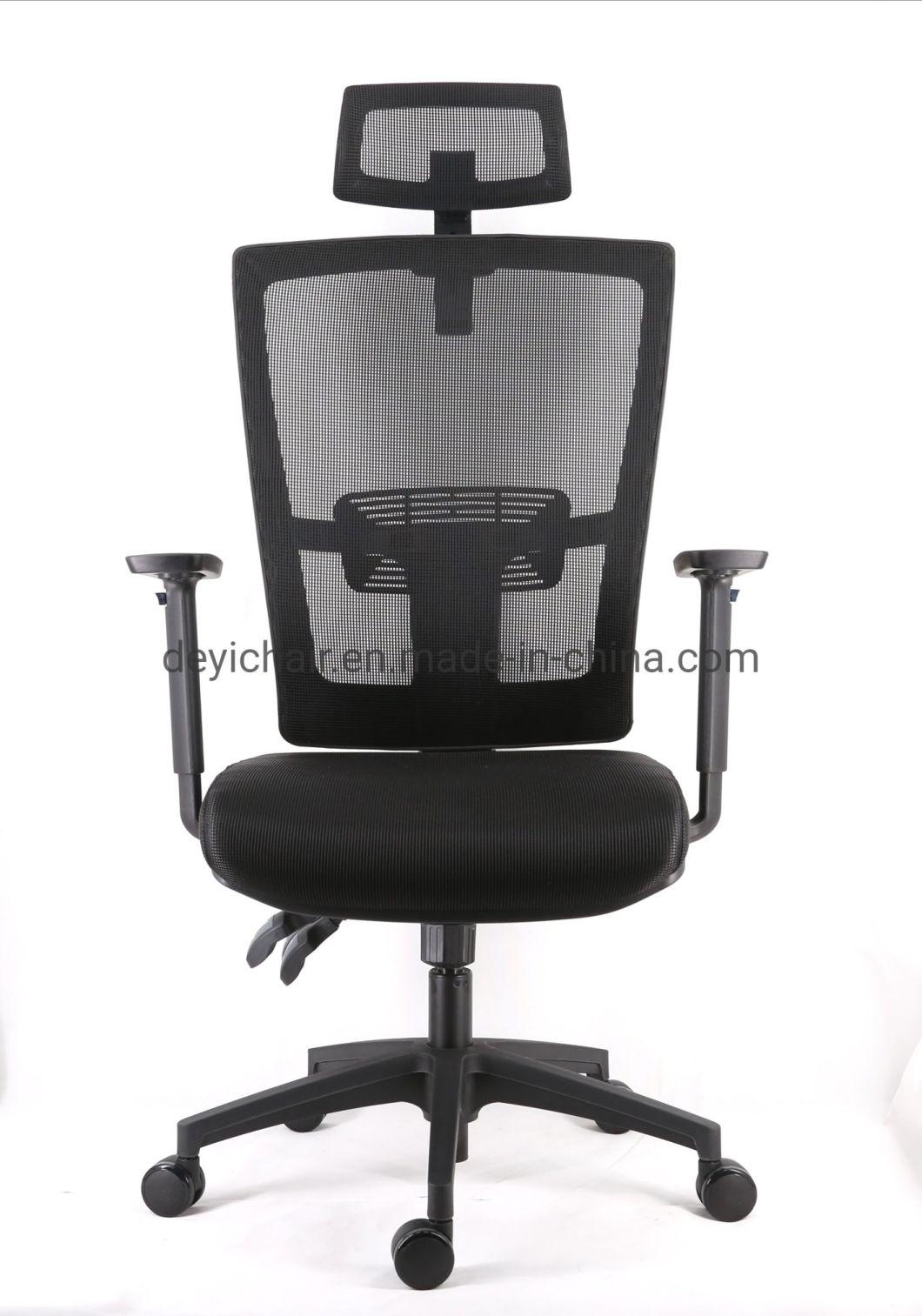 3 Lever Heavy Duty Mechanism Nylon Base PU Castor Class 4 Gas Lift with Lumbar Support and Mesh Headrest Chair