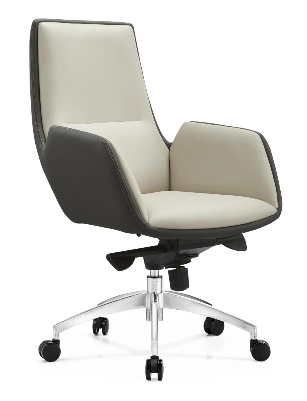 Luxury Aluminum Alloy Feet Comfortable Technology Leather Integration Office Chairs