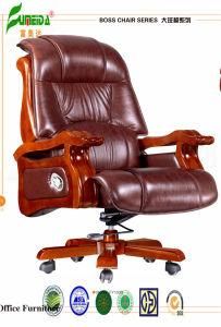 Swivel Leather Office Chair with Solid Wood Foot (FY1009)