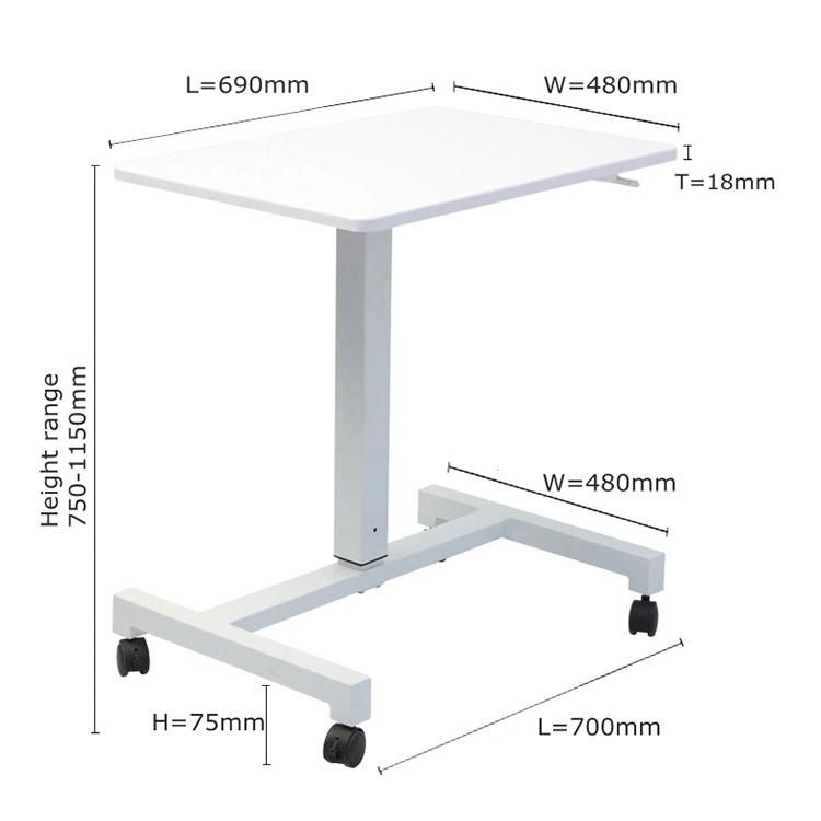 Height Adjustable Desk Mobile Laptop Desk Ergonomic Pneumatic Desk Frame