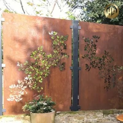 Customized Corten Steel Rusty Metal Garden Decorative Screen/ Laser Cut Fence Panel