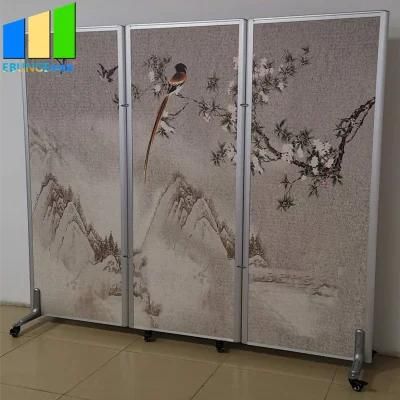 Restaurant Folding Wall Movable Partition with Wheels Melamine Room Divider