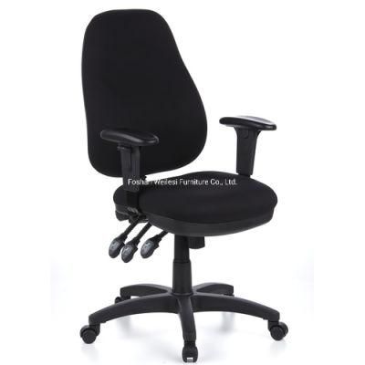 Without Headrest 3 Lever Heavy Duty Functional Mechanism with PU Adjustable Armrest Nylon Caster Fabric Back Seat Office Chair