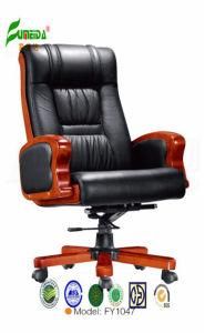 Swivel Leather Executive Office Chair with Solid Wood Foot (FY1047)
